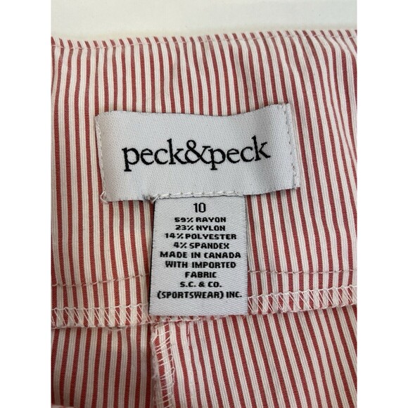 Peck and Peck Pull On Walking Shorts Red/White Pinstripe. Stretch Womens Sz 10. - Picture 3 of 8
